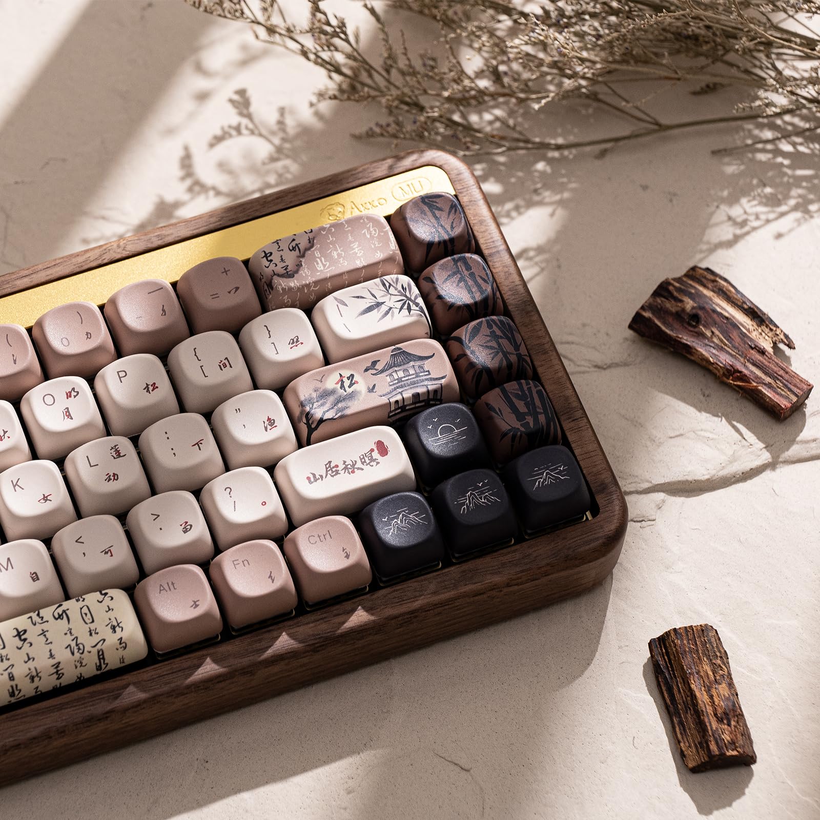 Akko Mechanical Gaming Keyboard With Walnut Case