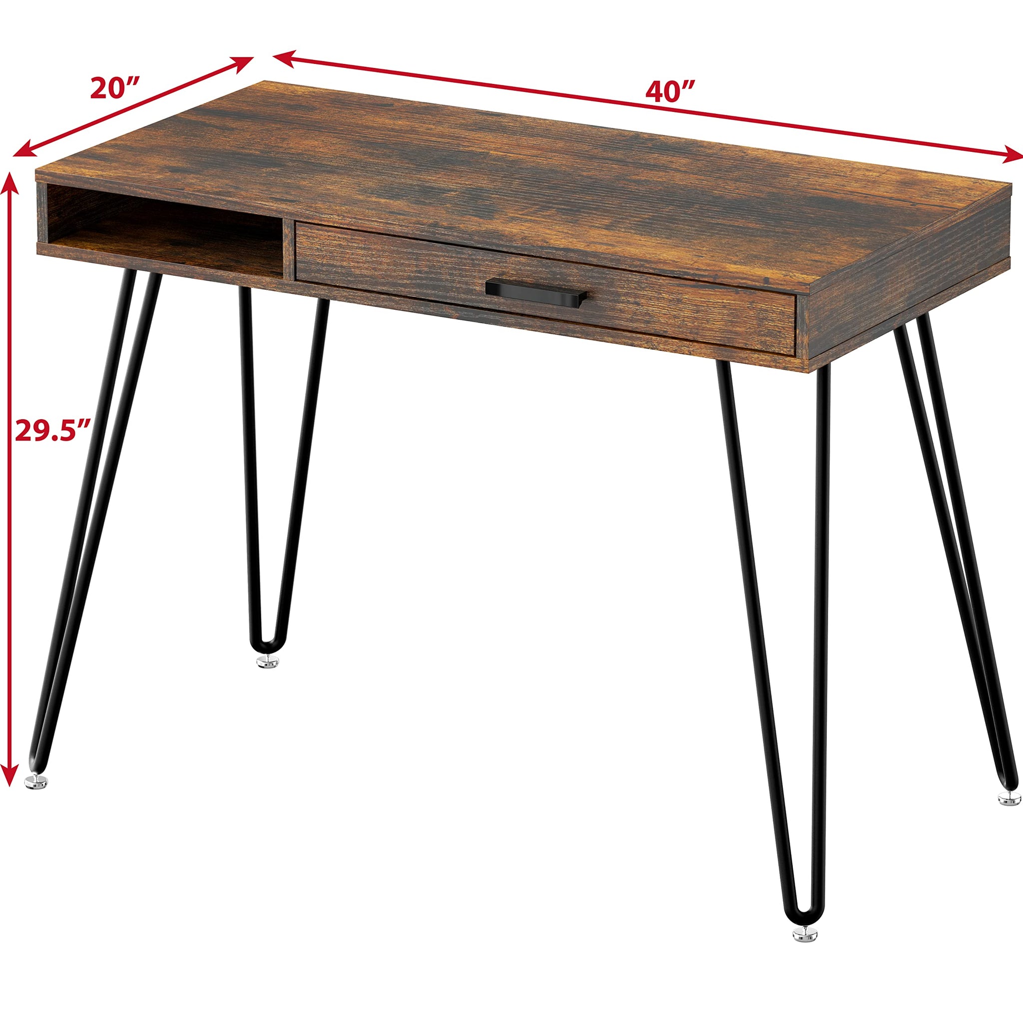 Elegant White Hairpin Leg Desk with Drawer