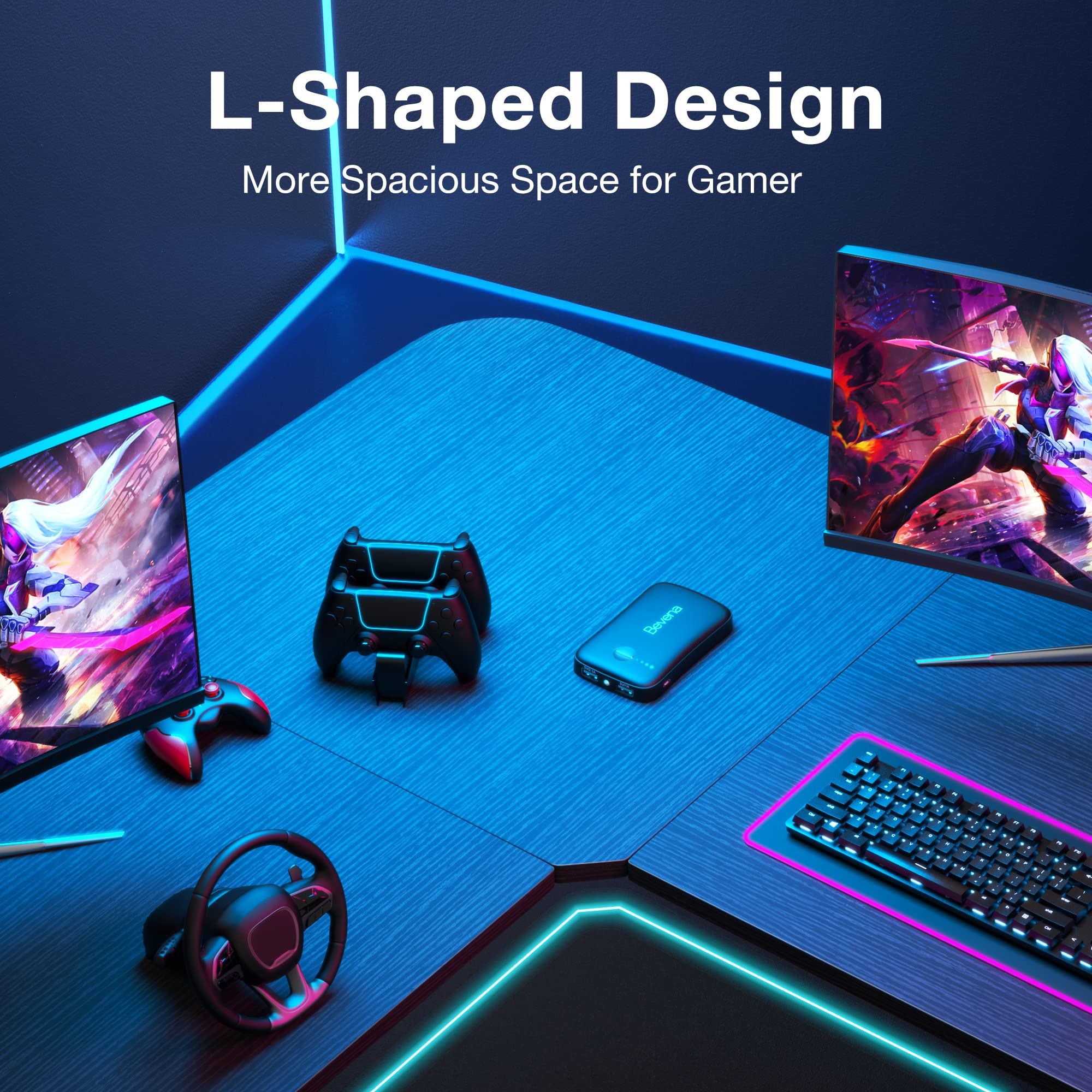L Shaped Gaming Desk with Large Monitor Stand