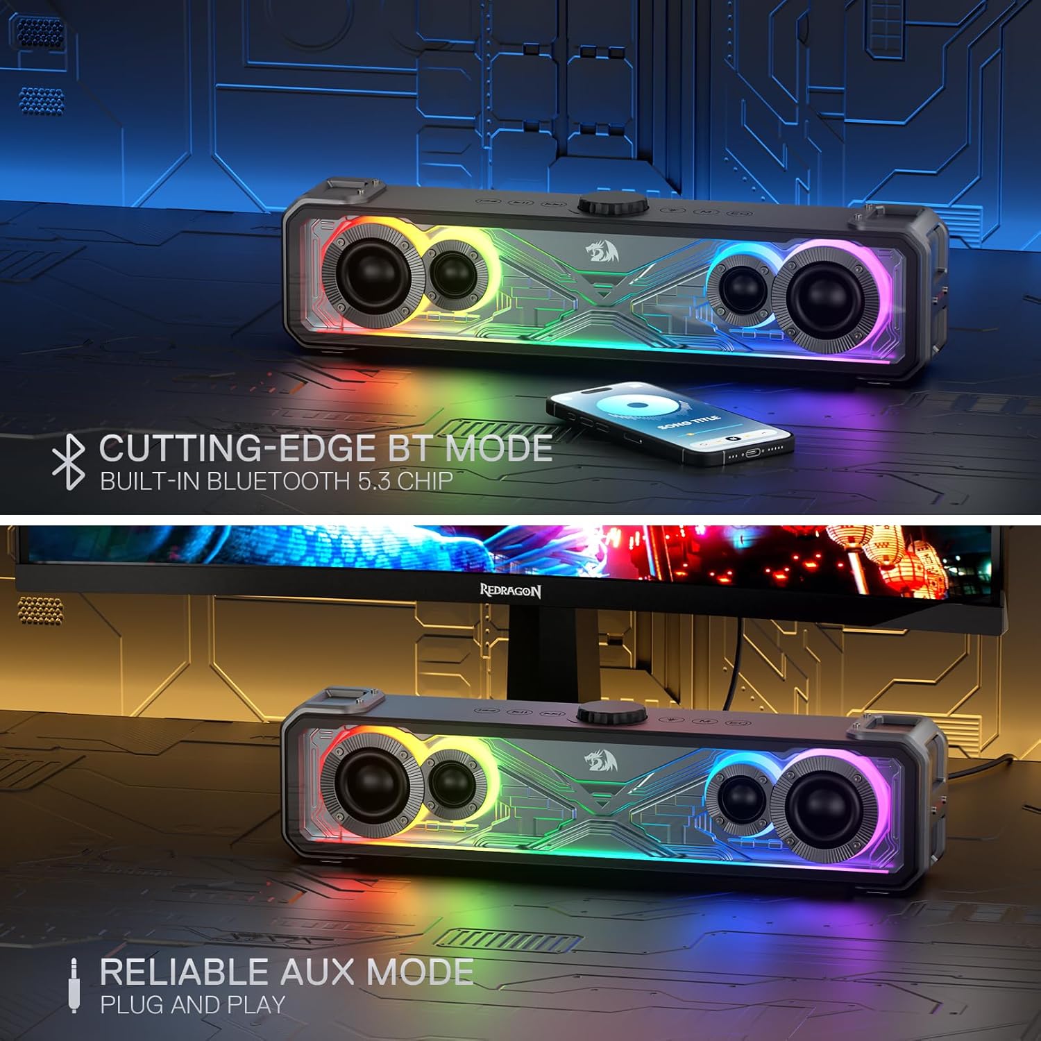 Redragon GS817 RGB Desktop Soundbar with Bluetooth 5.3