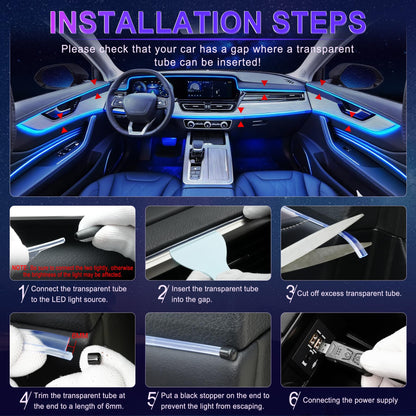 LivTee Smart Car LED Interior Lights USB Port App Control