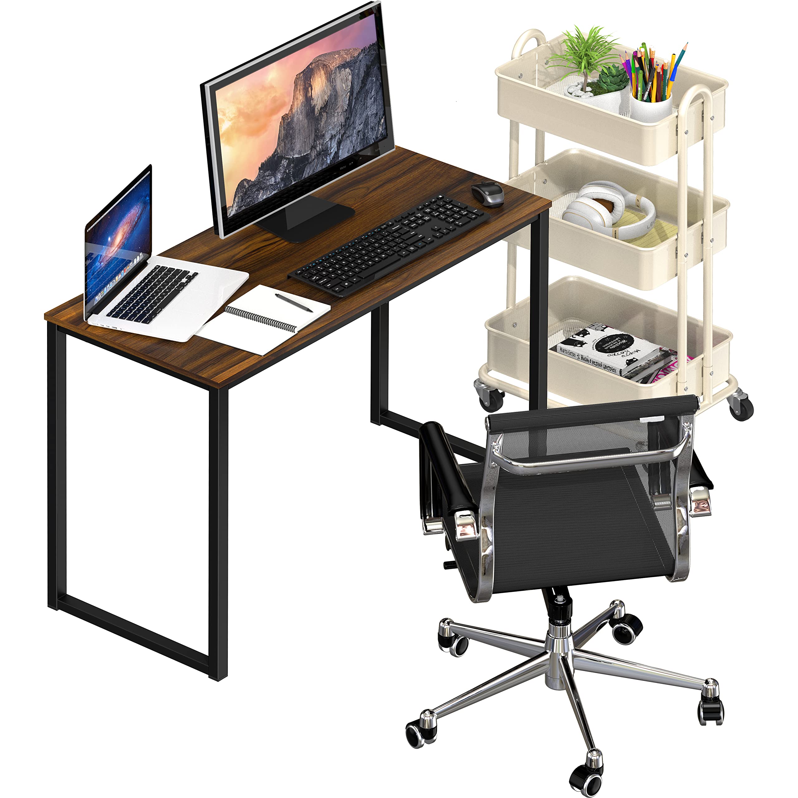 SHW 48 Inch Black Home Office Computer Desk