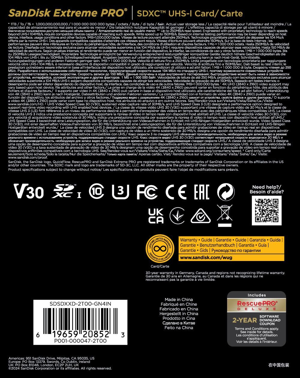 SanDisk 256GB Extreme PRO SD Card for Fast 4K Transfers