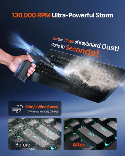 Ultra Powerful Cordless Air Duster 130K RPM 8000mAh Battery