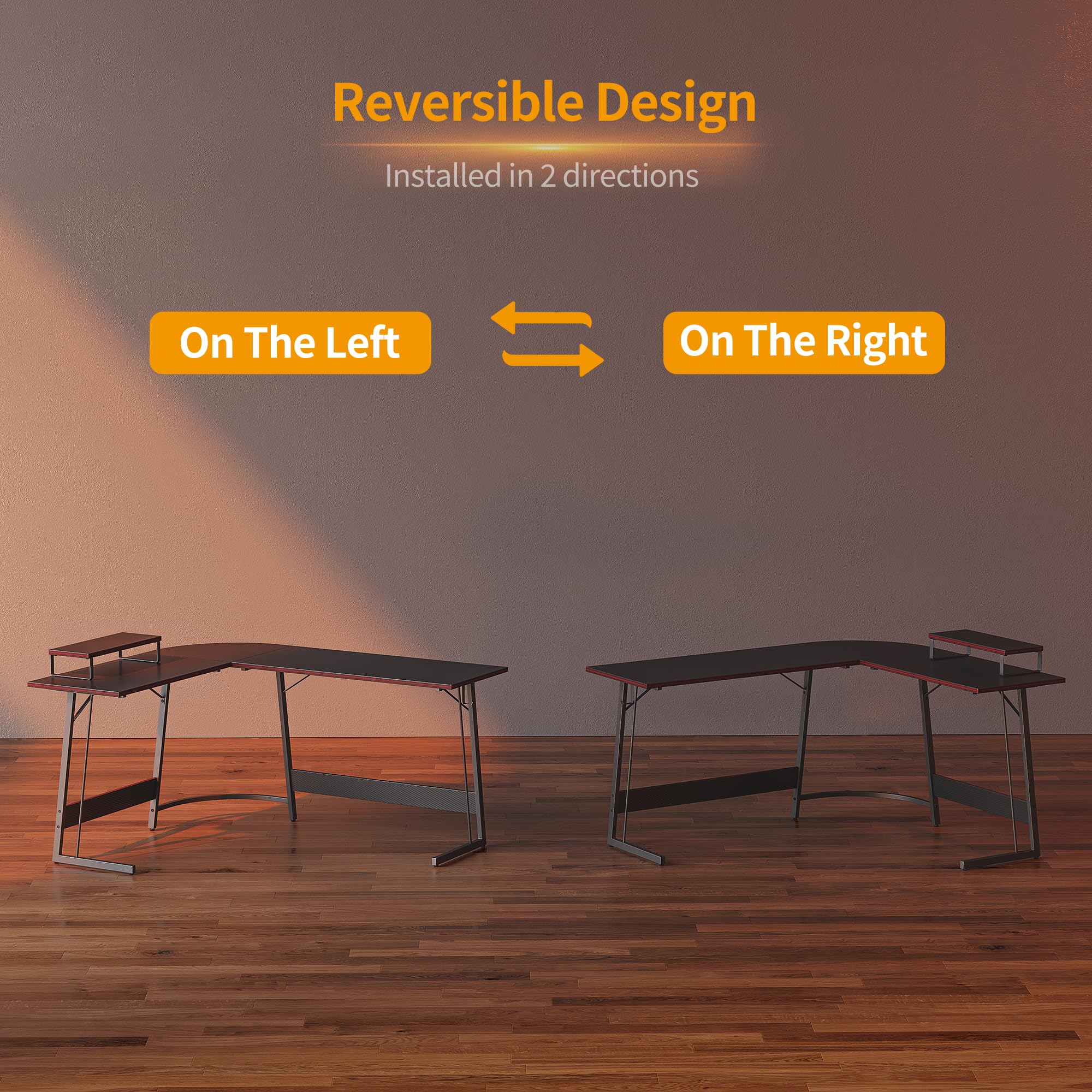 CubiCubi L Shaped Gaming Desk with Carbon Fiber Surface