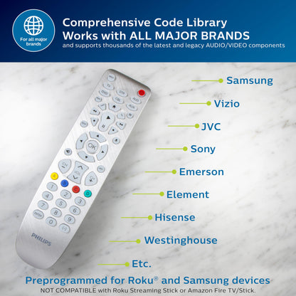 Philips Backlit Universal Remote Control for Smart TVs