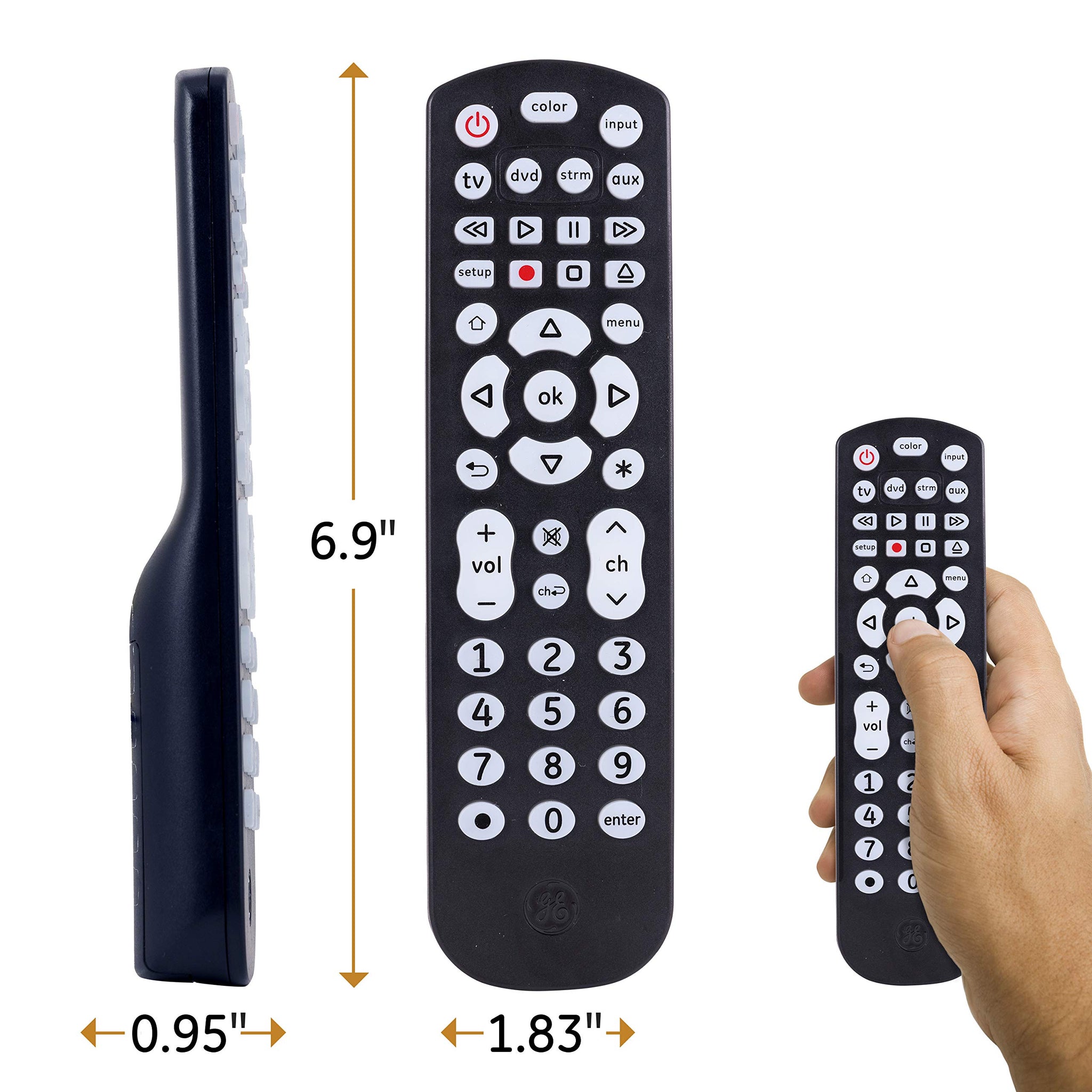 Universal Remote Control for 4 Devices in Black