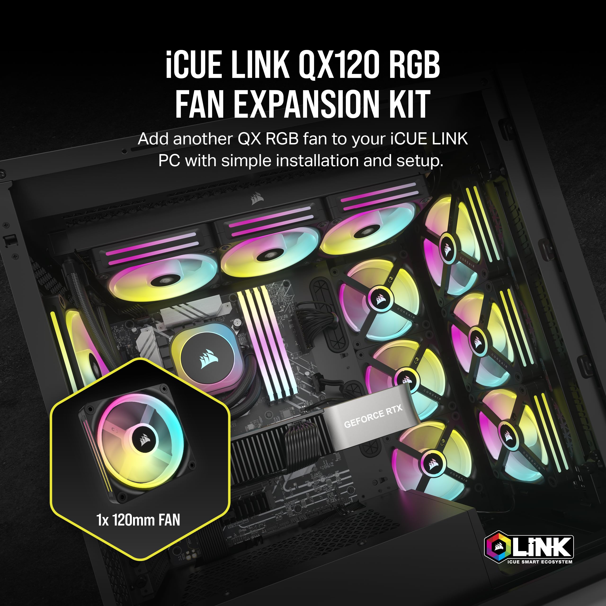 Corsair iCUE LINK QX120 RGB Fan Kit with Magnetic Dome Design