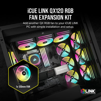 Corsair iCUE LINK QX120 RGB Fan Kit with Magnetic Dome Design