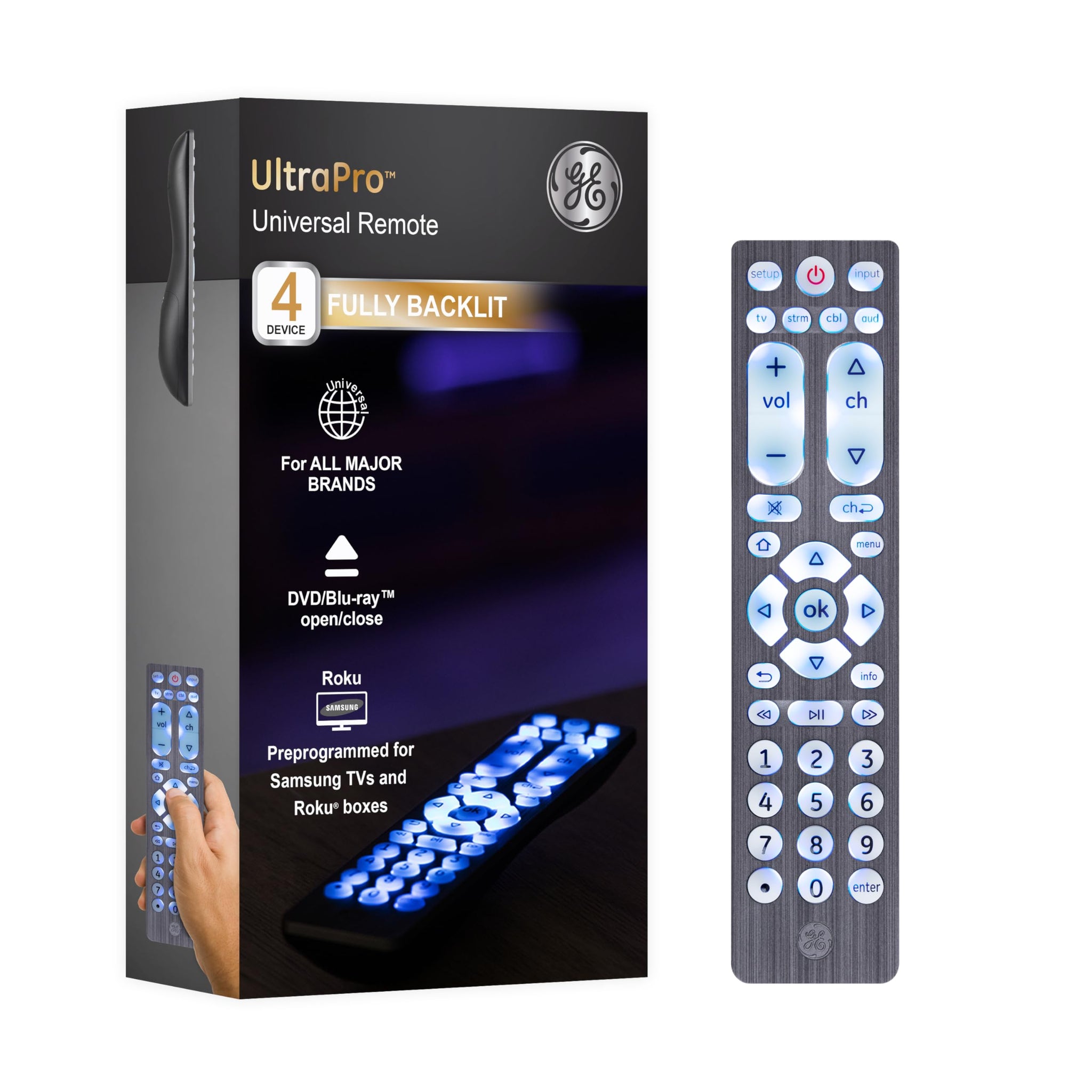 GE Big Button Backlit Universal Remote Control for Six Devices