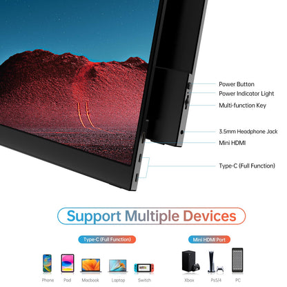 MNN 15.6 Inch Portable Monitor FHD 1080P IPS USB C HDMI