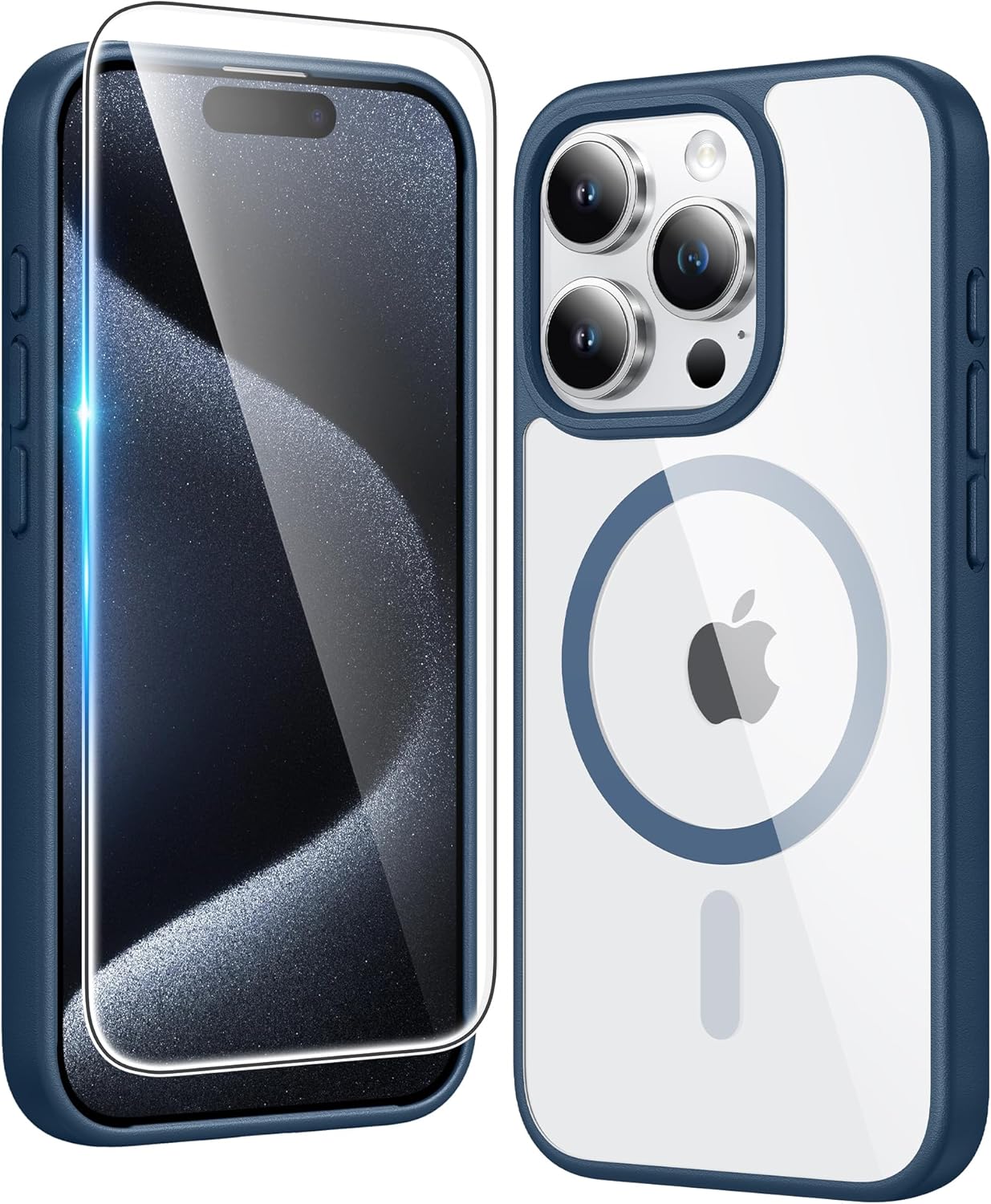 FNTCASE IPhone 16 Case Clear Magnetic MagSafe Screen Protector Drop Proof Rugged