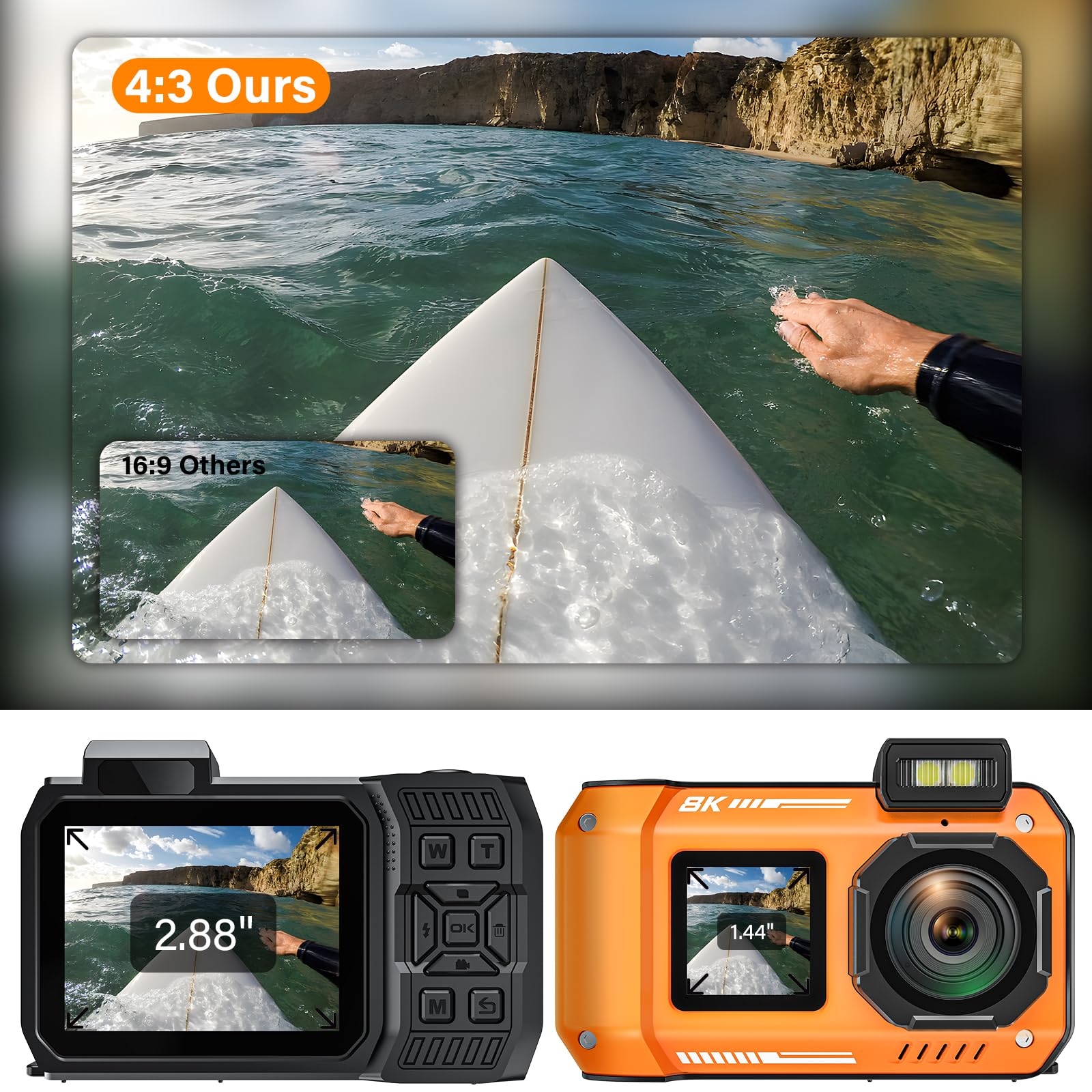 Rugged Waterproof 8K UHD Digital Camera for Snorkeling