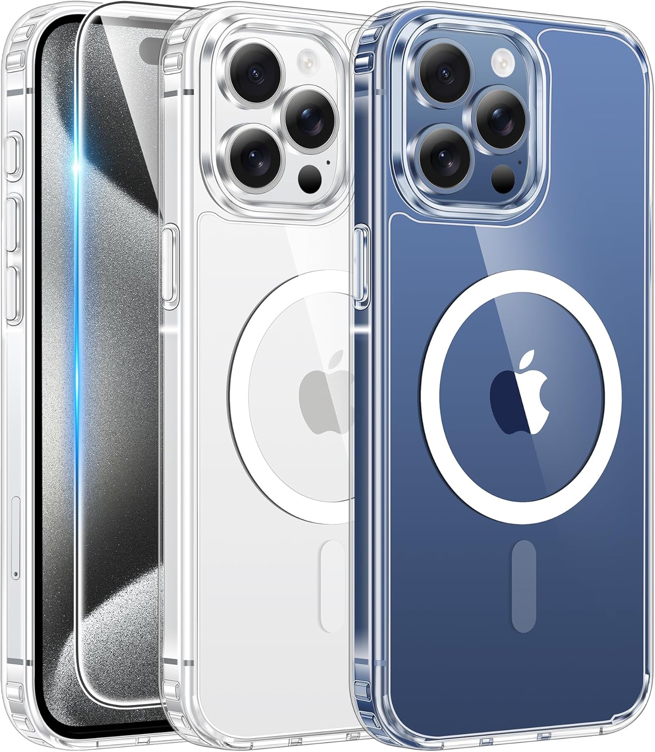 FNTCASE IPhone 16 Case Clear Magnetic MagSafe Screen Protector Drop Proof Rugged