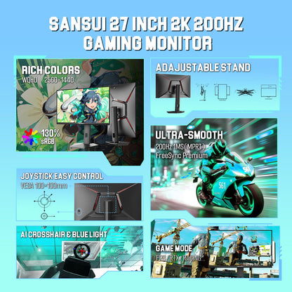 Sansui 27 Inch Curved Gaming Monitor 160Hz FreeSync HDR
