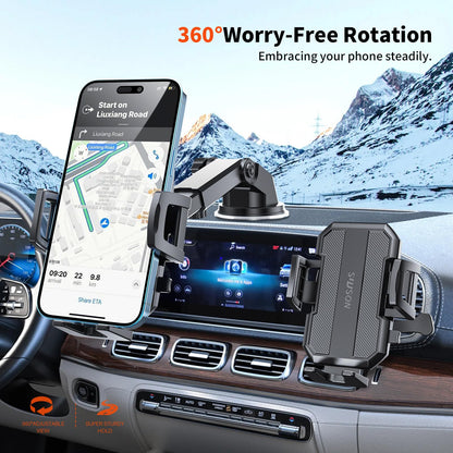 Upgraded 3 In 1 Car Phone Holder Mount Powerful Suction