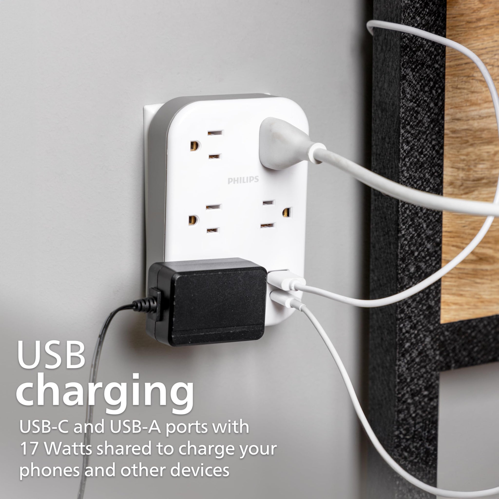 Philips EZFit 3 Outlet Surge Tap With USB Charging Now