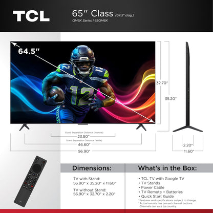 TCL 55 Inch Mini LED 4K UHD Smart TV with High Contrast