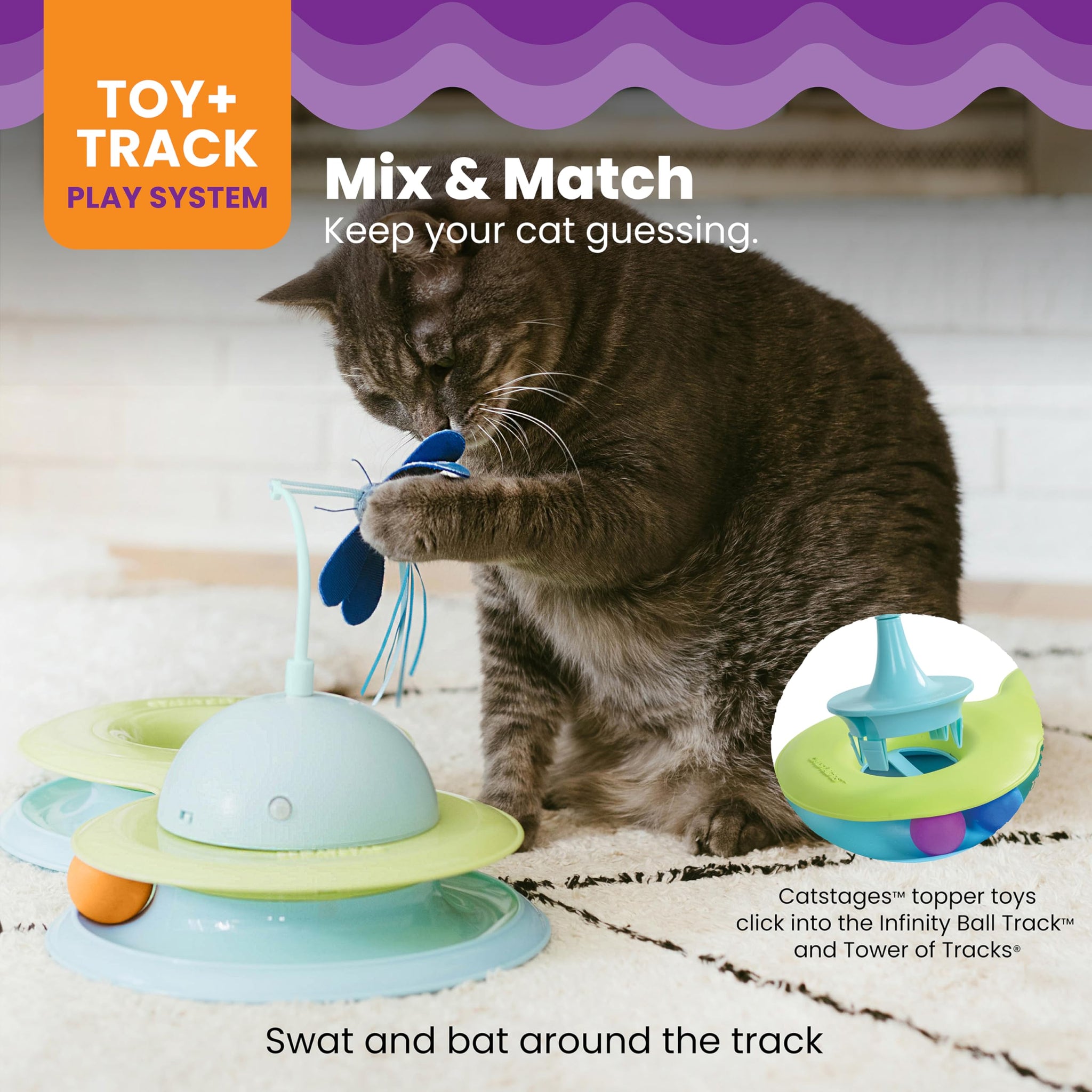 Interactive Three Level Cat Track Toy for Endless Fun