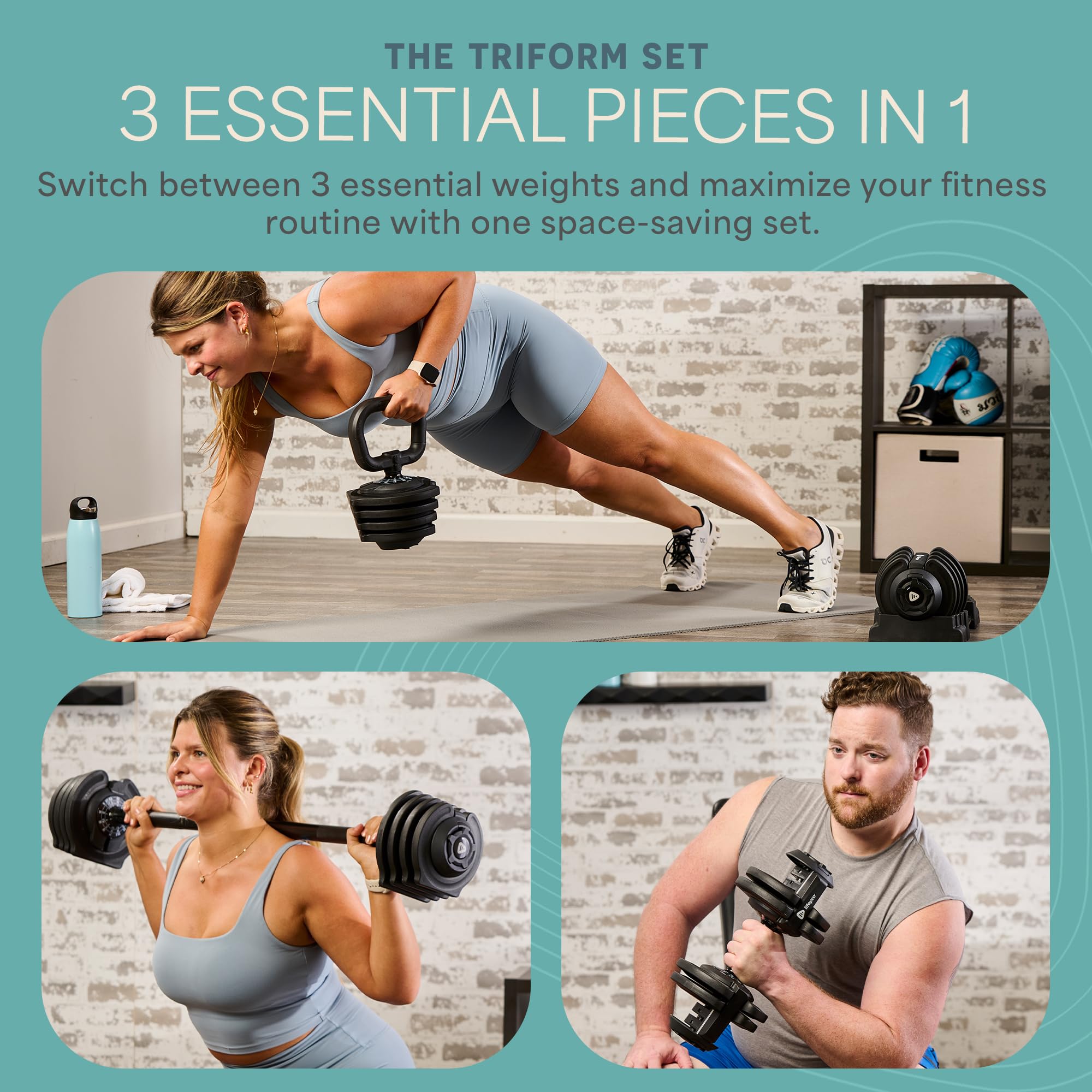 Adjustable Dumbbells Set with Rack for Home Gym