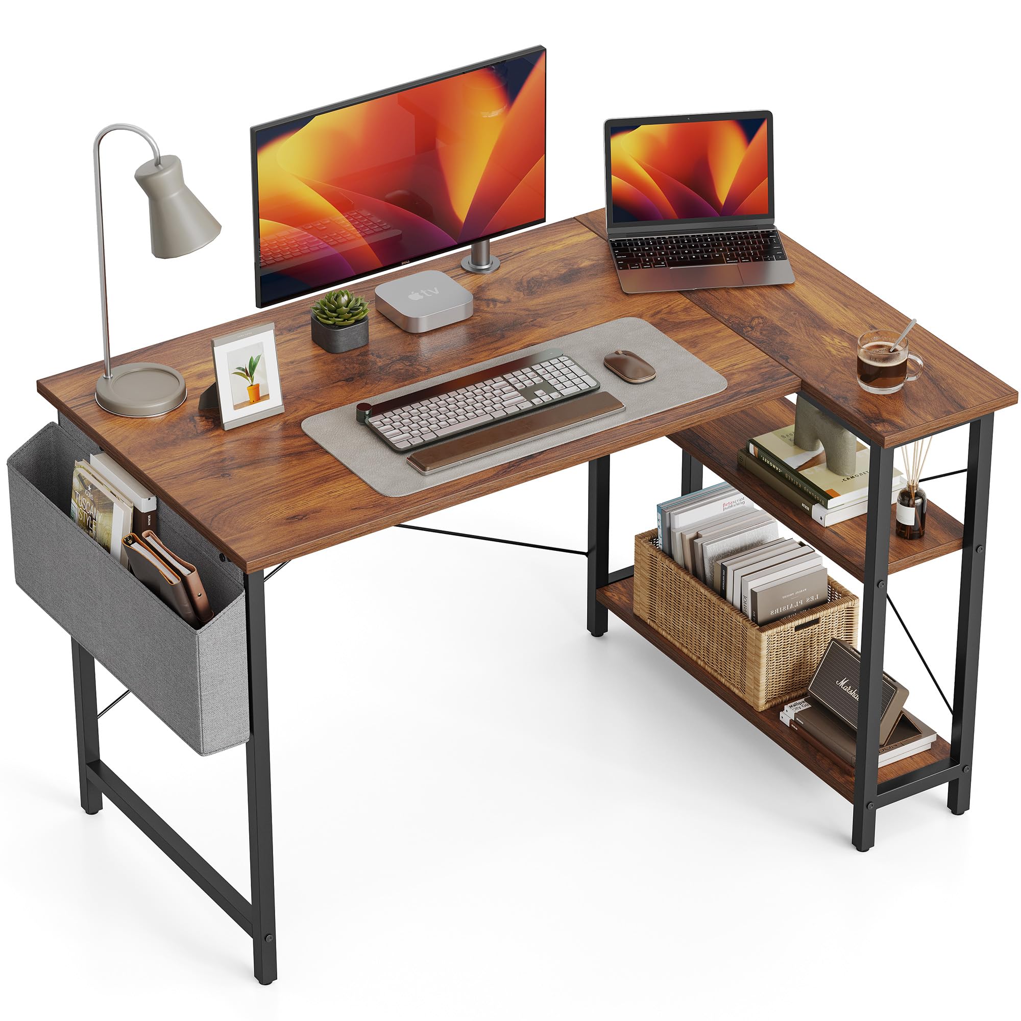CubiCubi L Shaped Desk with Reversible Storage Options