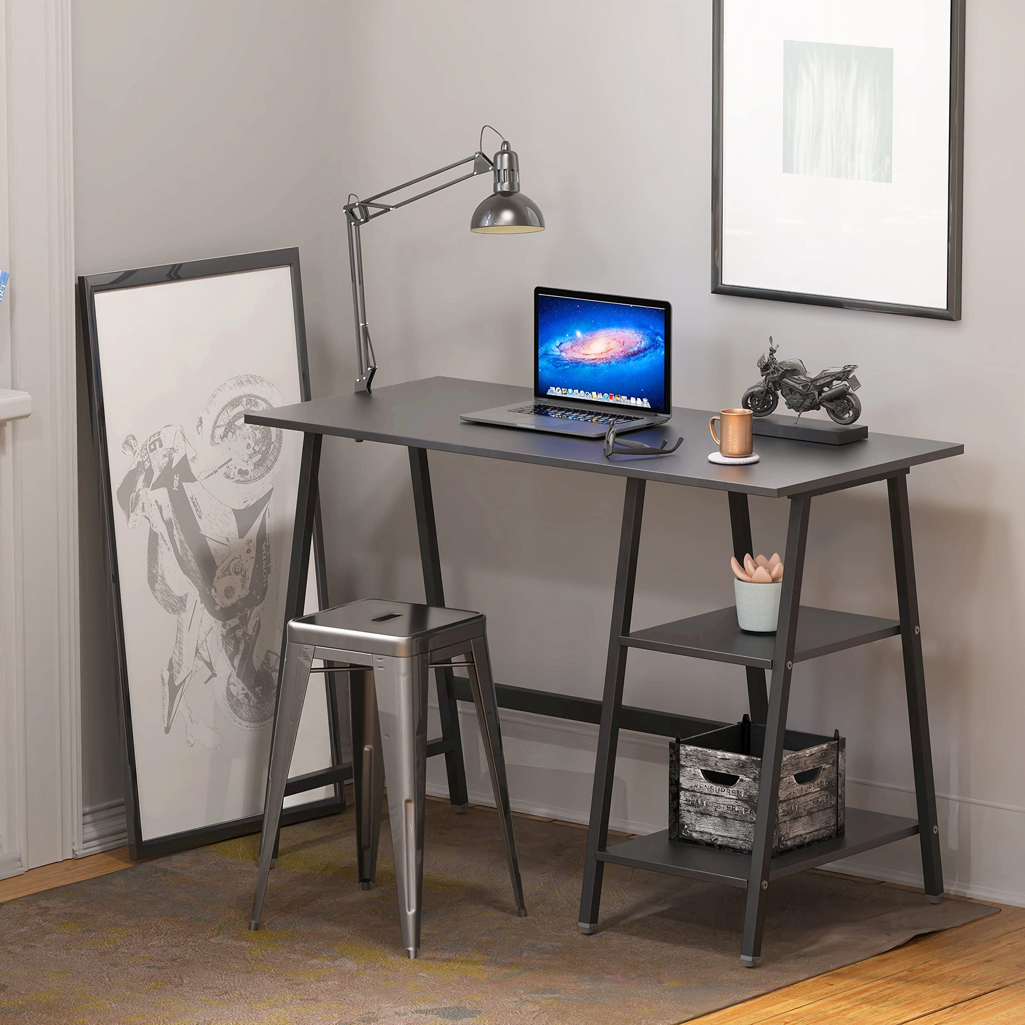 SHW 43 Inch Home Office Desk with Open Storage