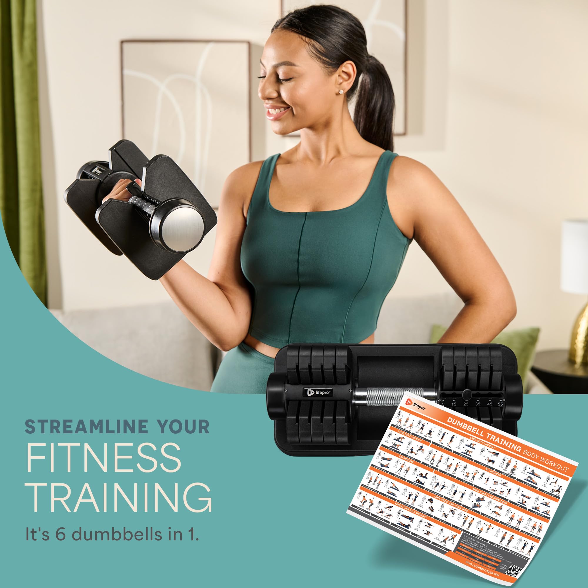 Adjustable Dumbbells Set with Rack for Home Gym