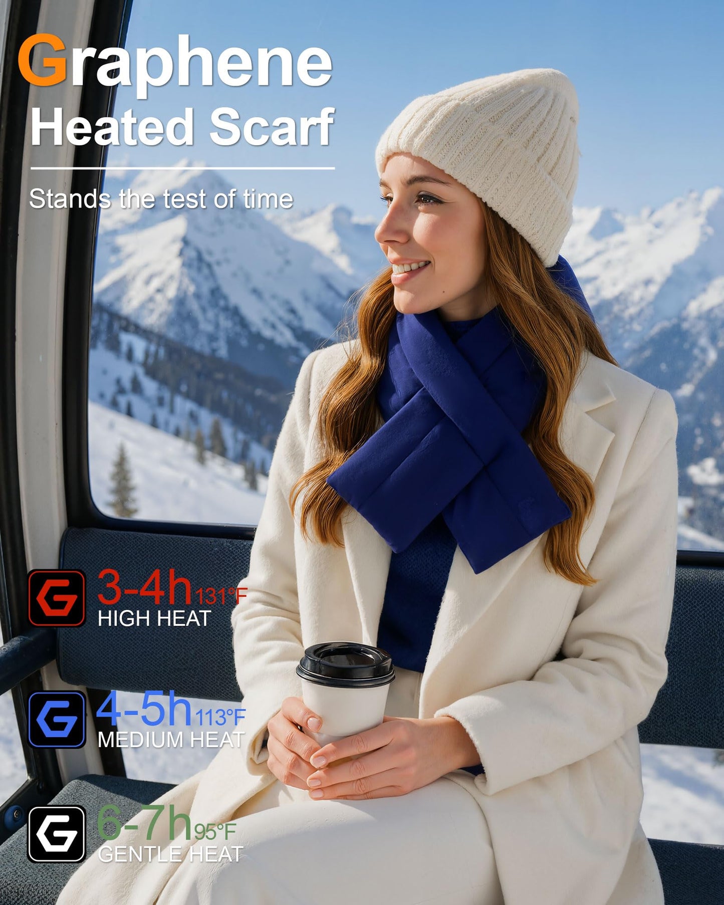 Wulcea Graphene Heated Scarf For Women 6000mAh Fast Charge