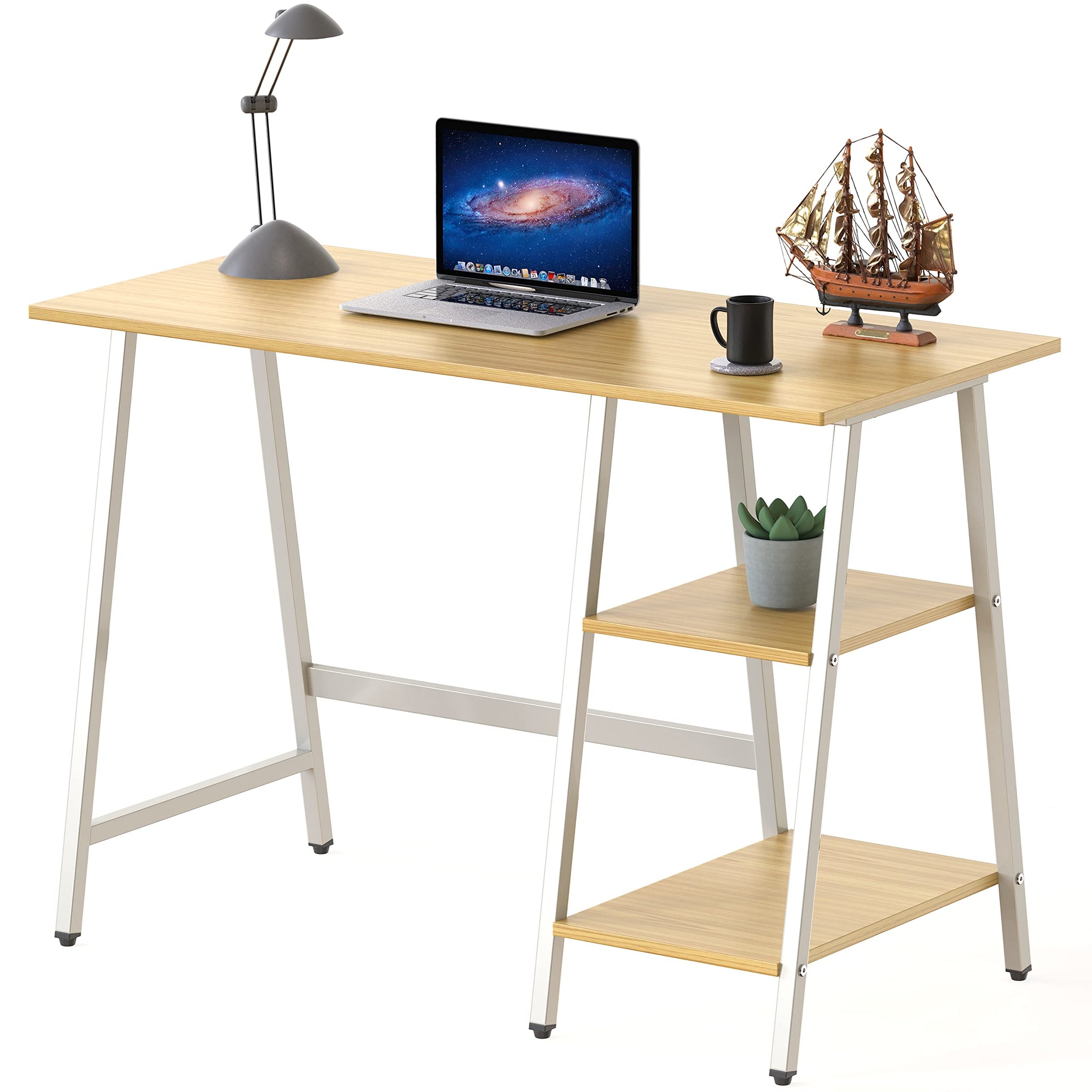 SHW 43 Inch Home Office Desk with Open Storage