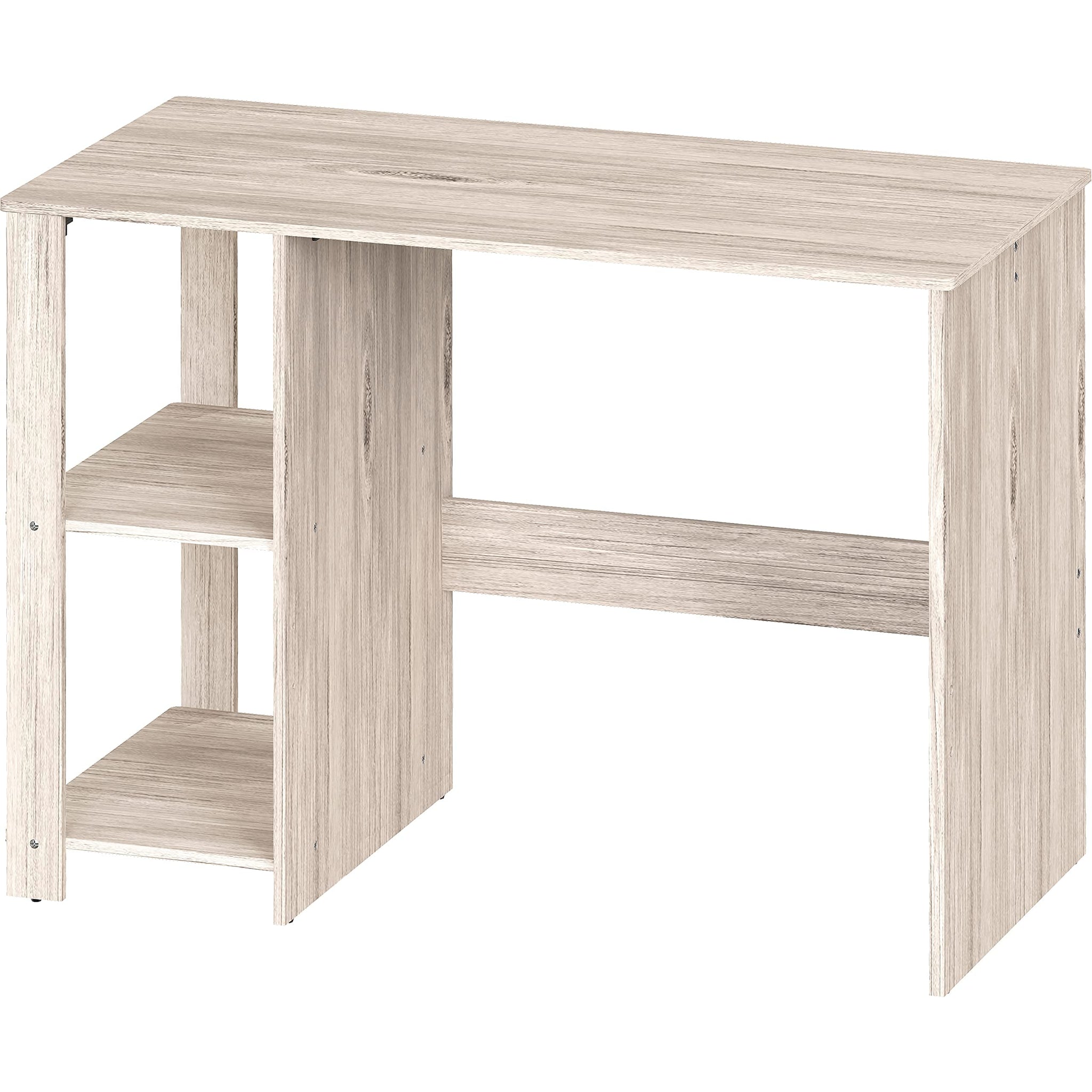 SHW 38 Inch Black Home Office Desk with Shelves