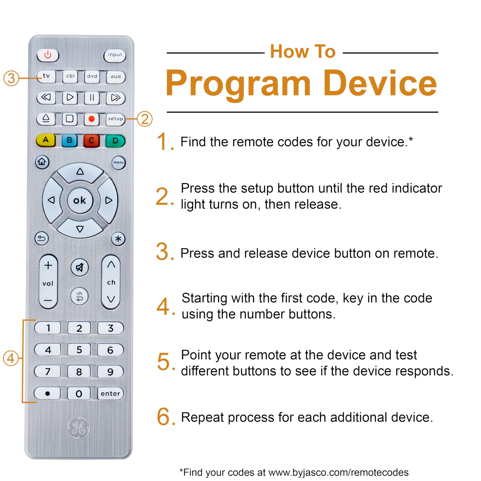 GE 4 Device Universal Remote with Backlit Buttons