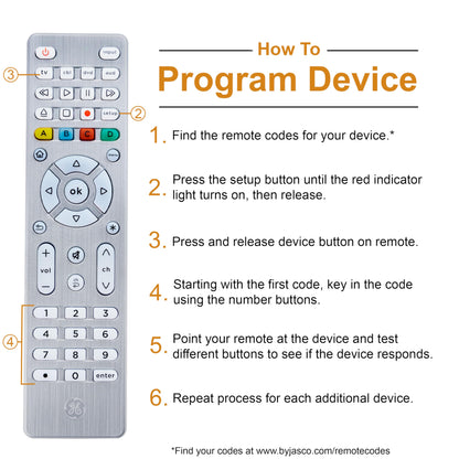 GE 4 Device Universal Remote with Backlit Buttons