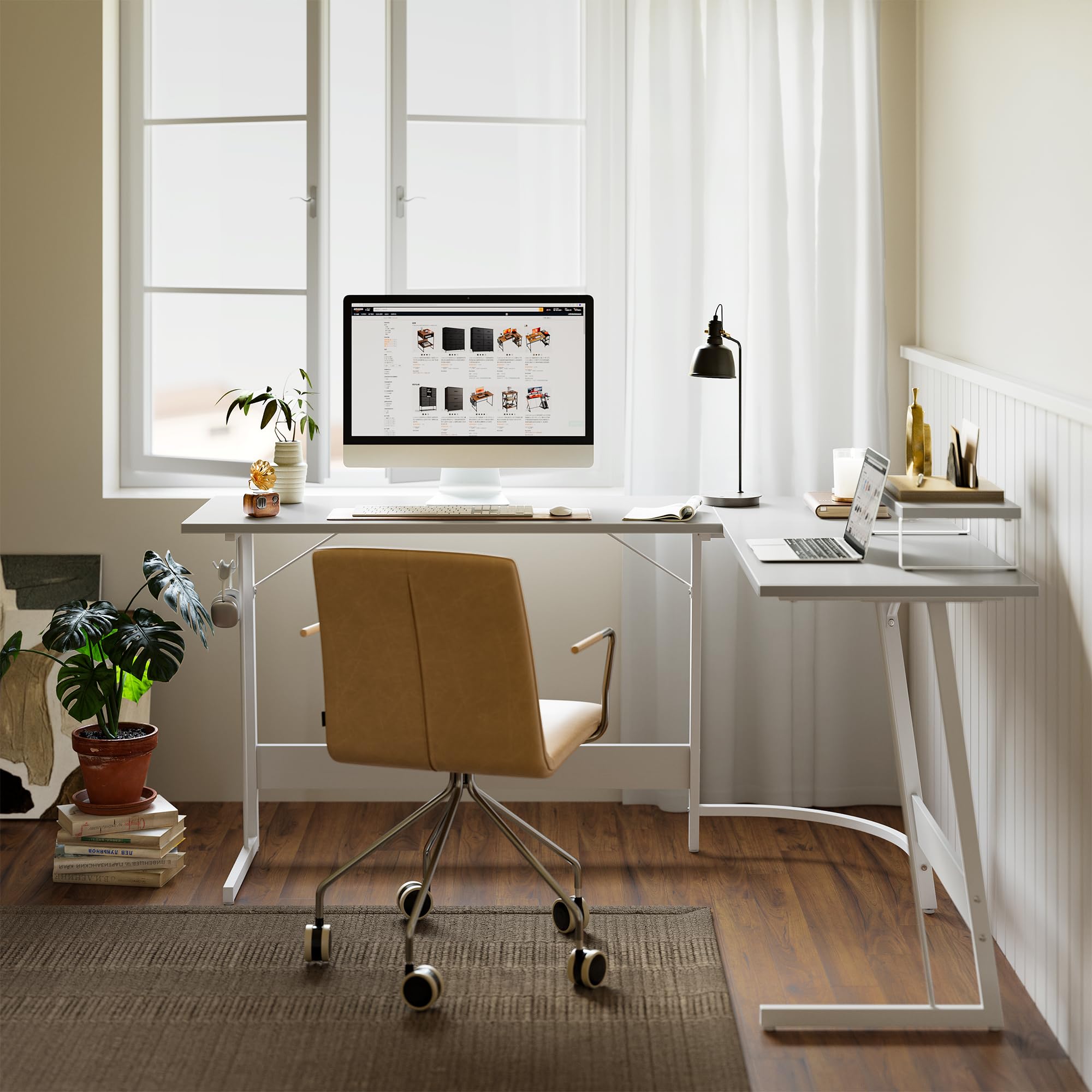 CubiCubi L Shaped Gaming Desk with Carbon Fiber Surface