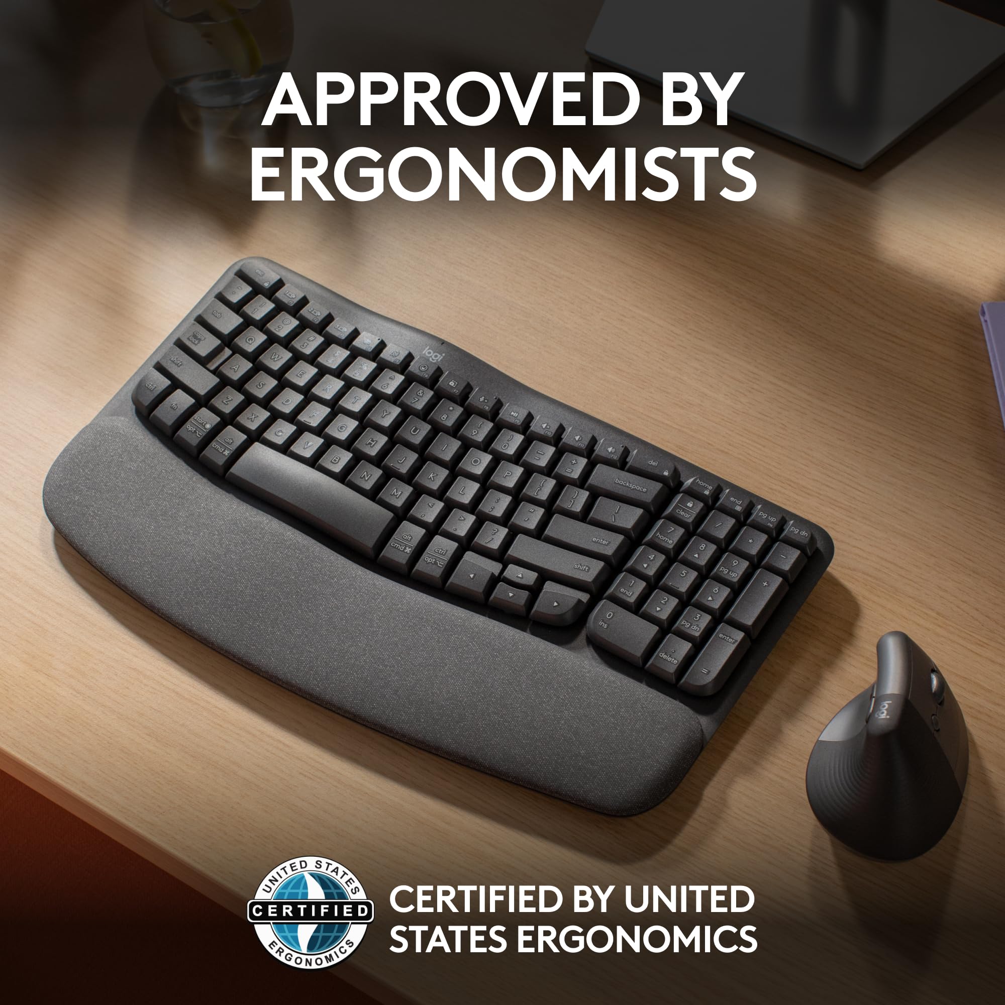 Logitech Wave Keys Wireless Ergonomic Keyboard for Comfort