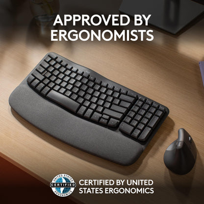 Logitech Wave Keys Wireless Ergonomic Keyboard for Comfort