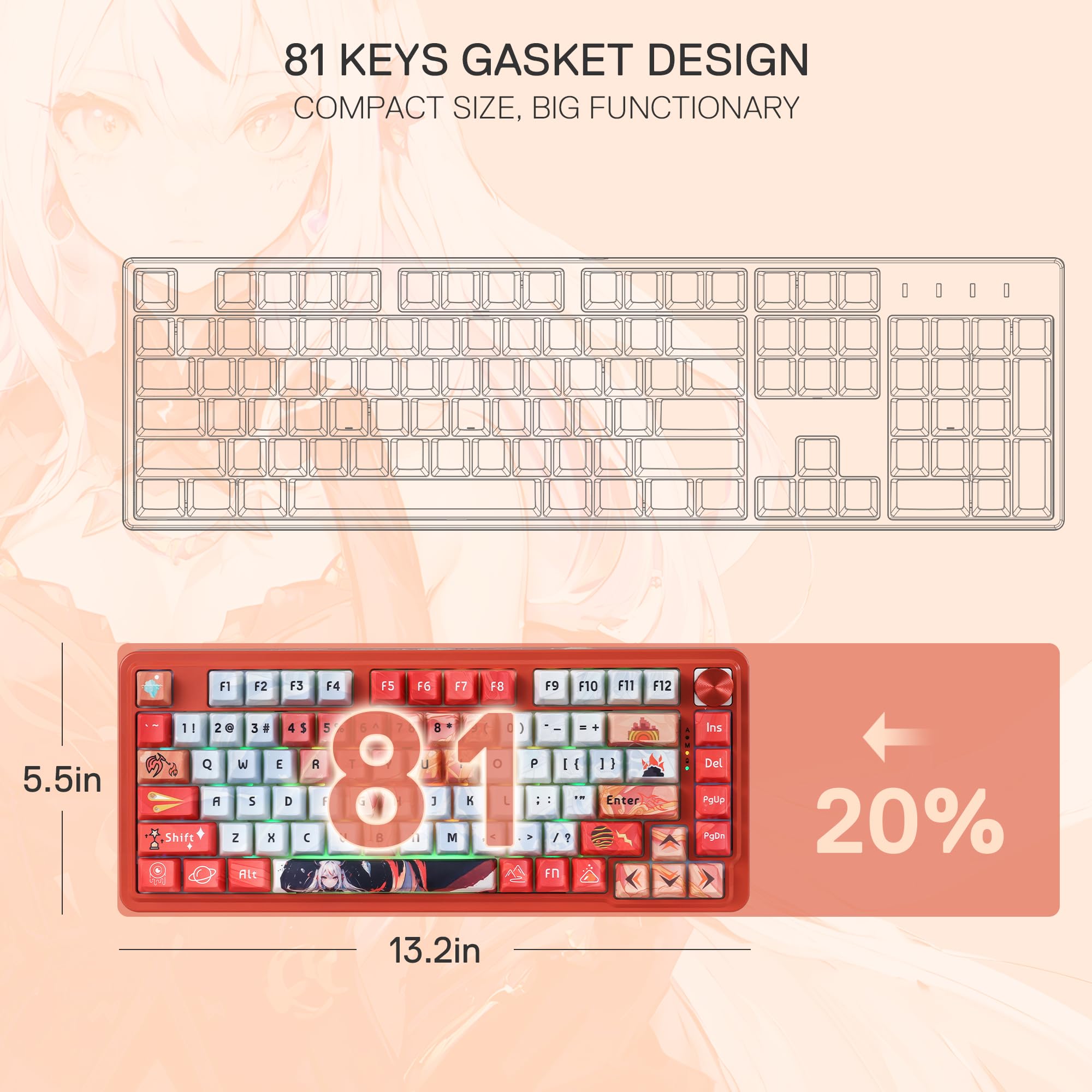 Redragon K673 Pro Wireless RGB Gaming Keyboard with Custom Knob