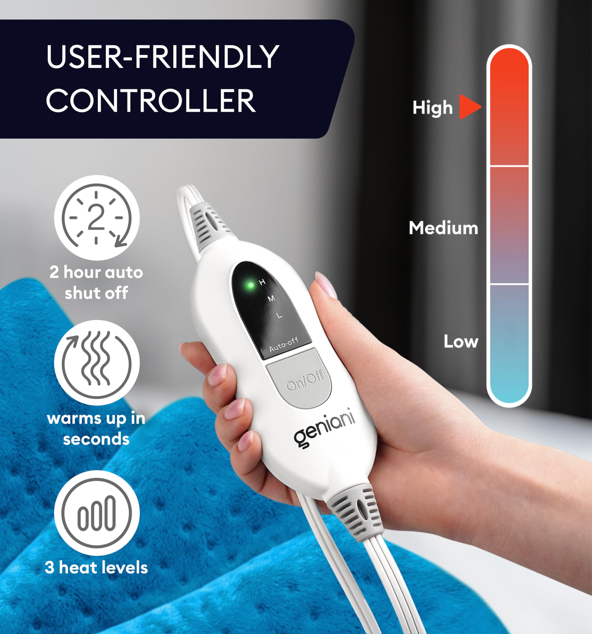 Geniani Large Electric Heating Pad for Pain Relief