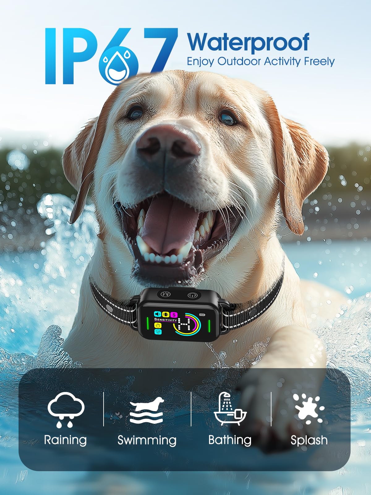 Smart Rechargeable Bark Collar for Dogs with Adjustable Sensitivity