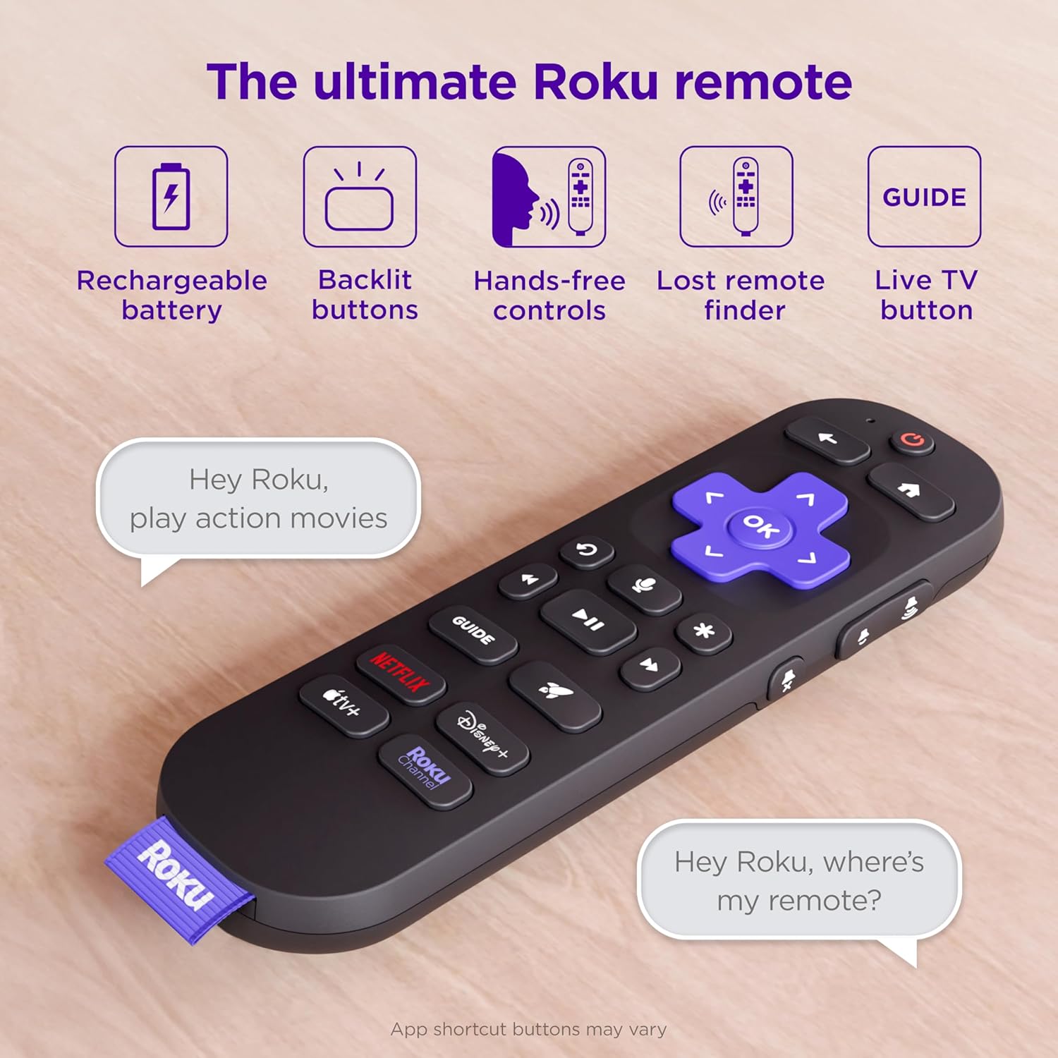 Roku Voice Remote Pro Enhanced Control with Backlit Buttons