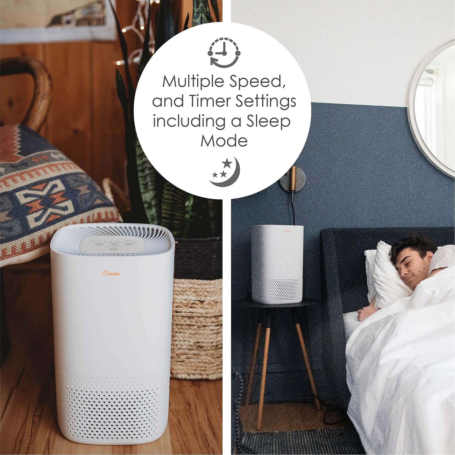 Crane HEPA Air Purifier with UV Lamp for Clean Air