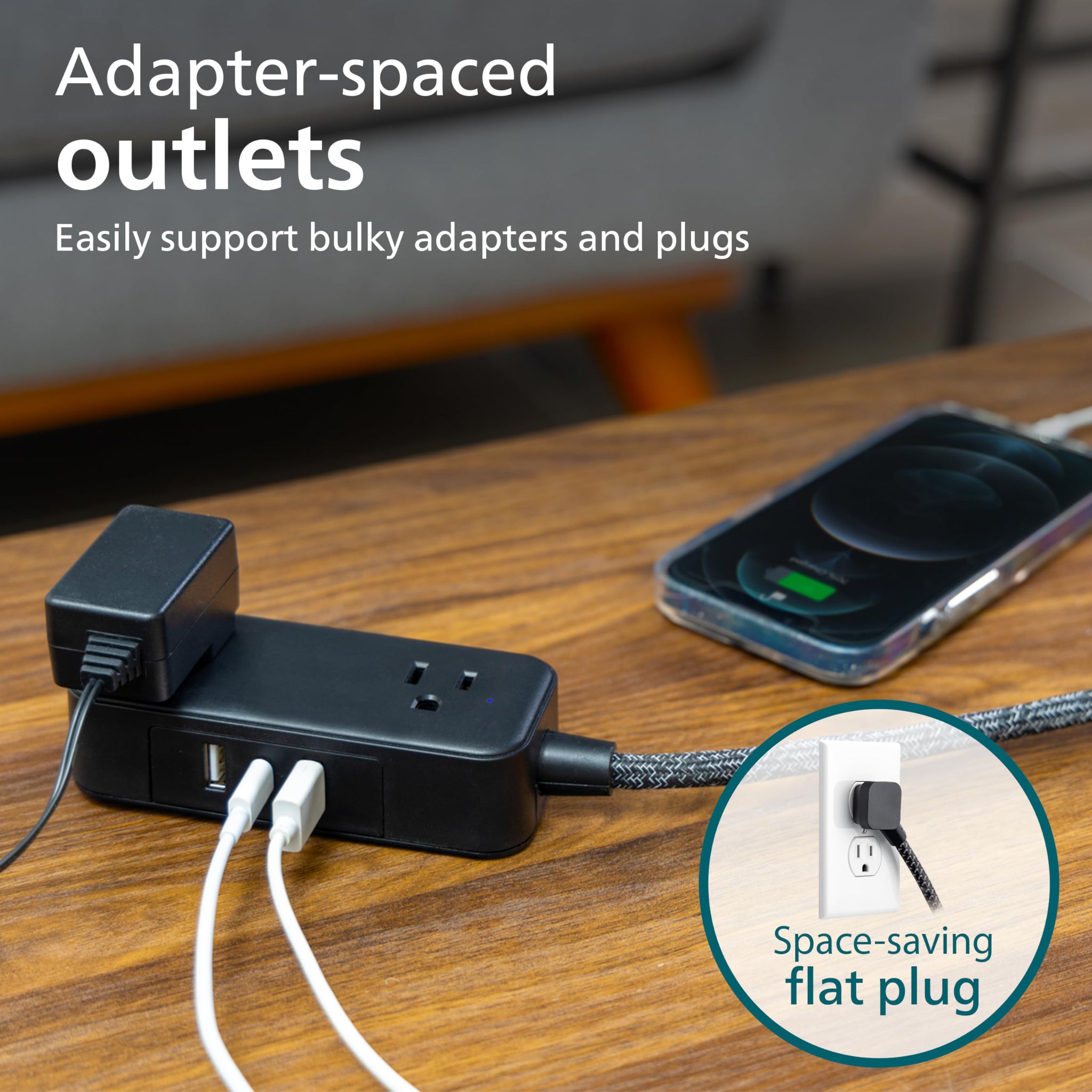 Philips Power Strip Surge Protector With Braided Cord