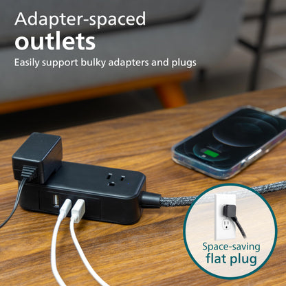Philips Power Strip Surge Protector With Braided Cord