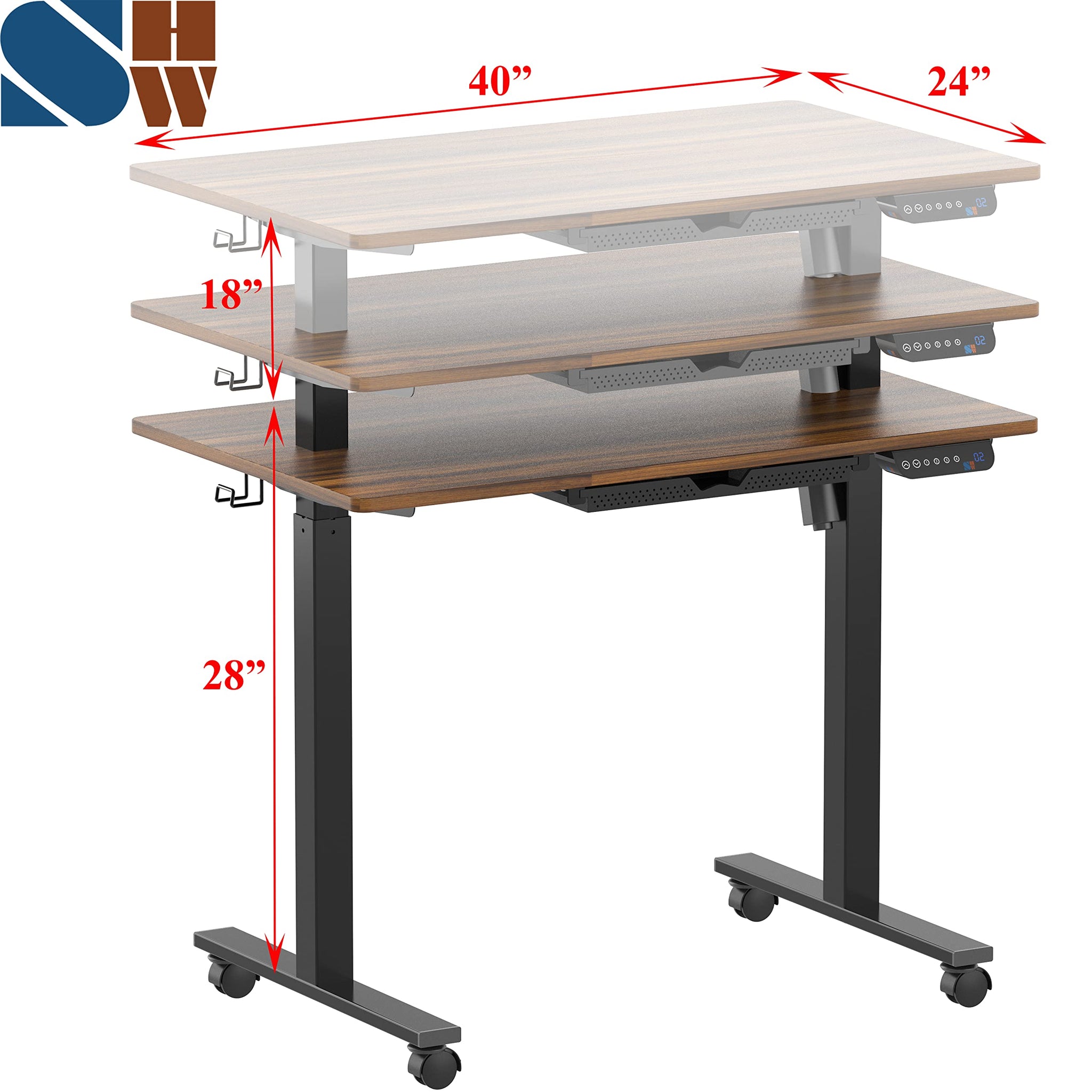 40 Inch Electric Height Adjustable Sit to Stand Desk