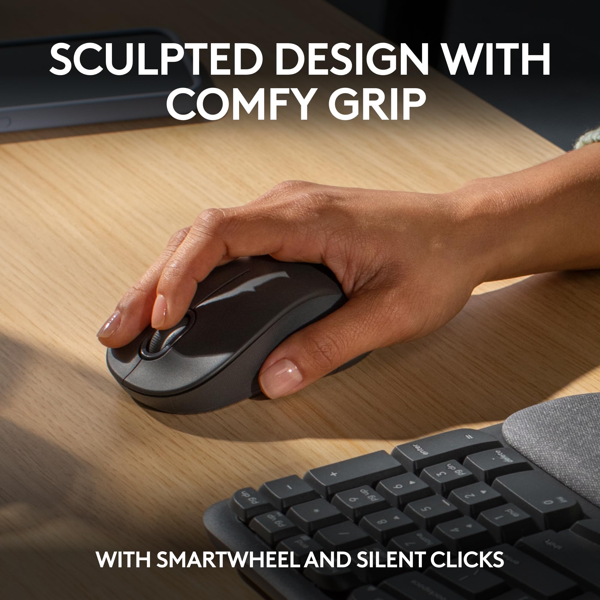 Logitech Wave Keys Wireless Ergonomic Keyboard for Comfort
