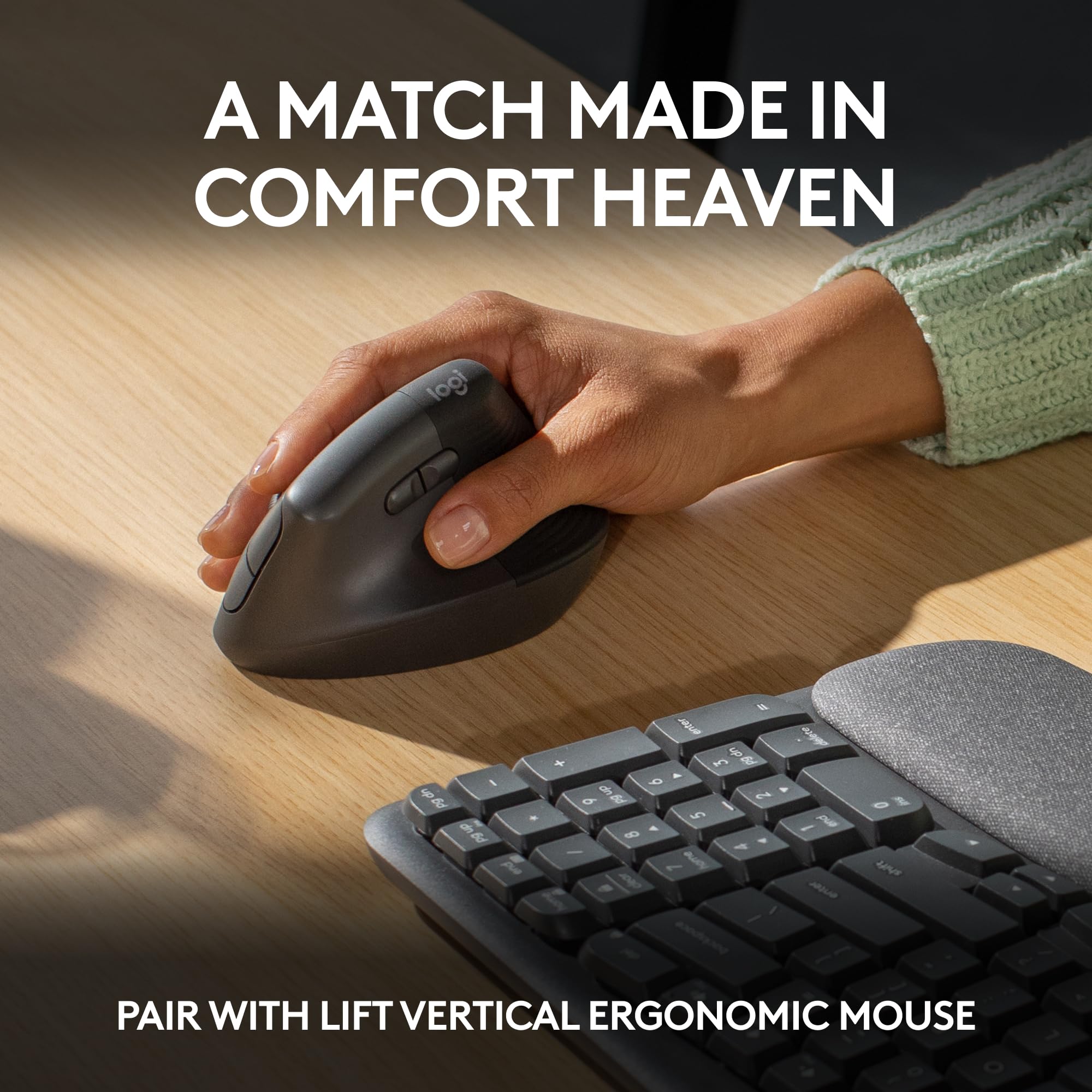 Logitech Wave Keys Wireless Ergonomic Keyboard for Comfort