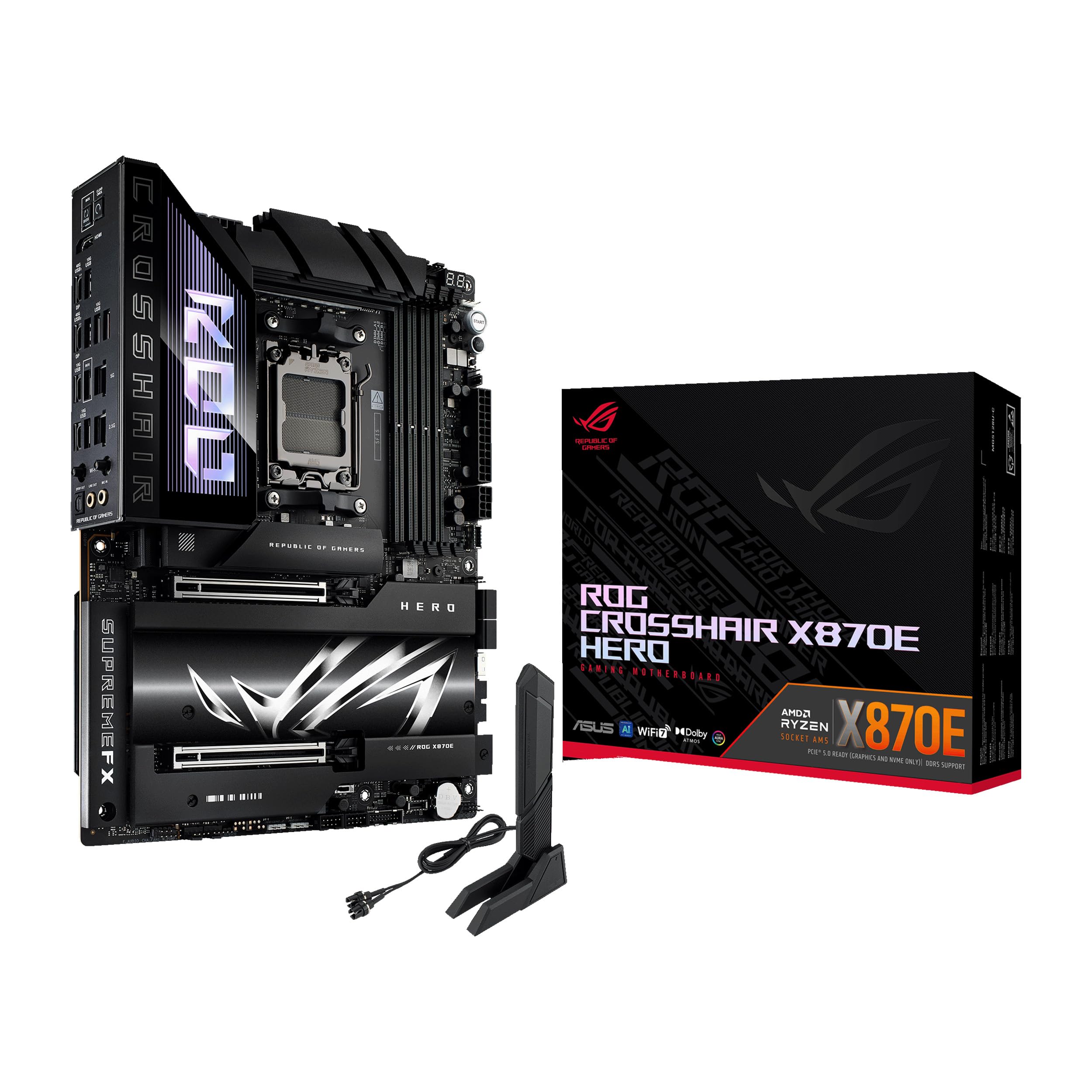 ASUS ROG Crosshair X870E Hero Motherboard with AI Overclocking