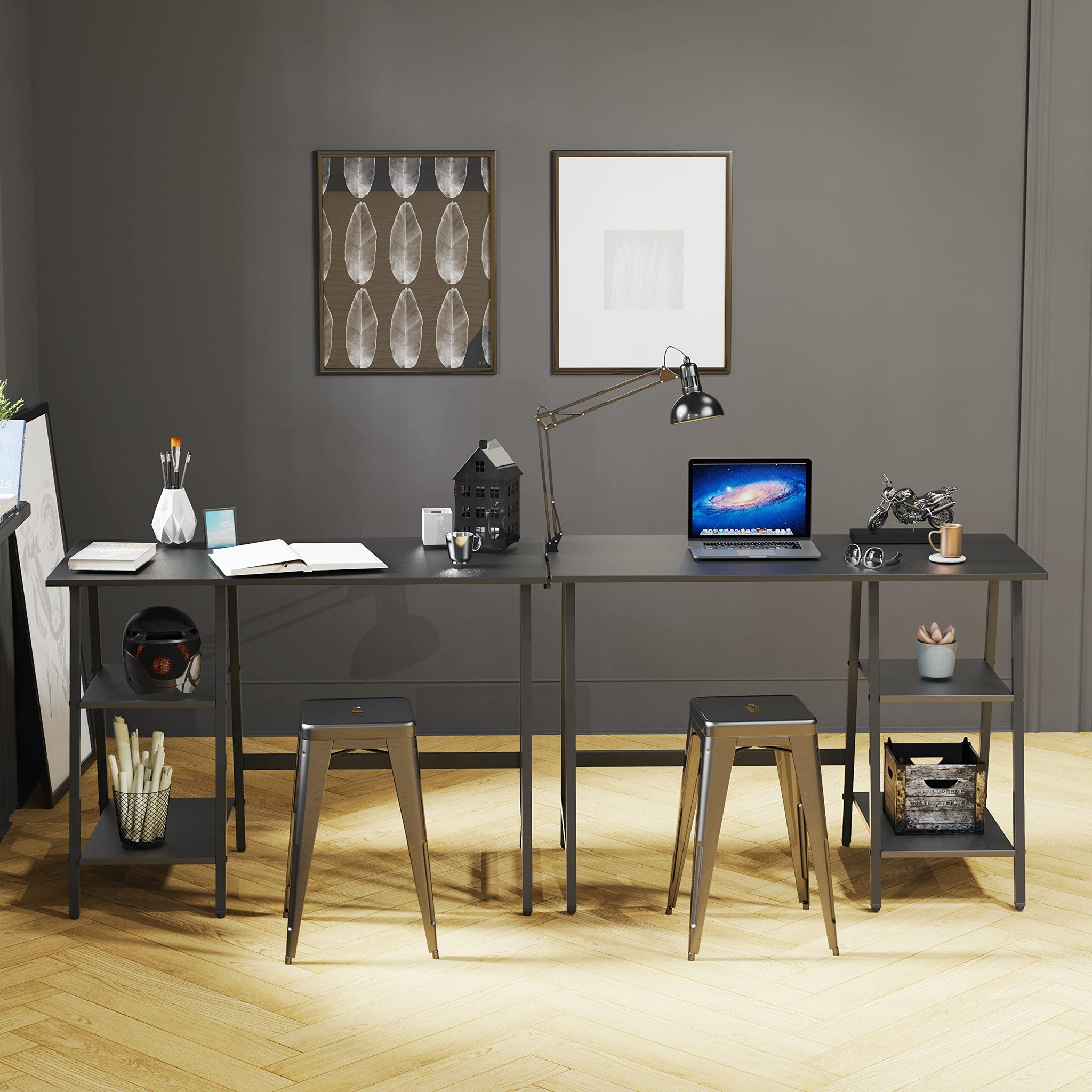 SHW 43 Inch Home Office Desk with Open Storage