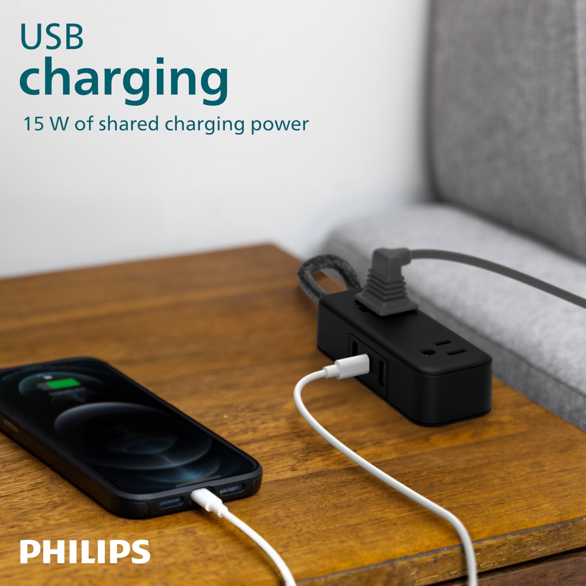 Philips Power Strip Surge Protector With Braided Cord