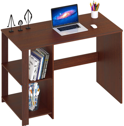 SHW 38 Inch Black Home Office Desk with Shelves