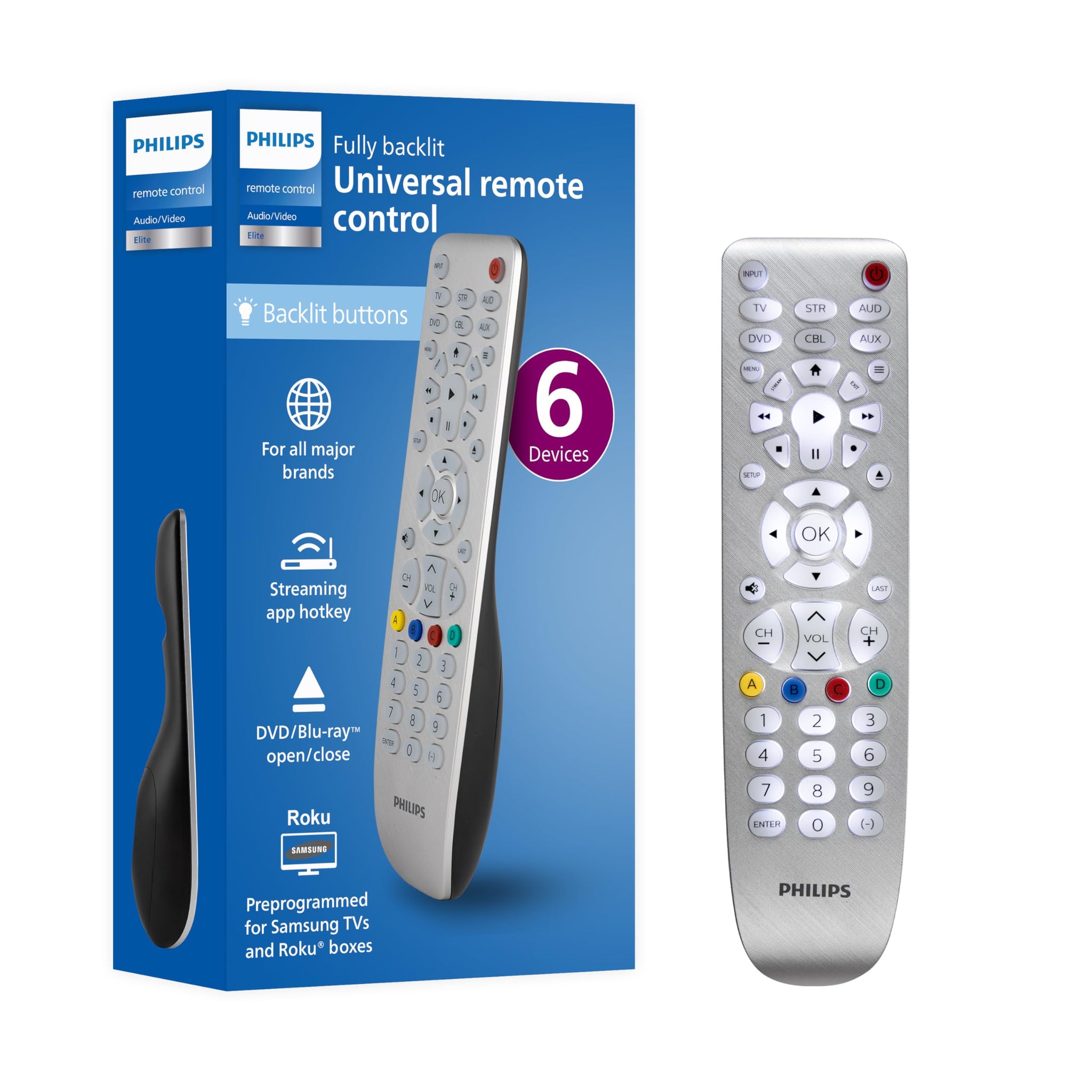 Philips Backlit Universal Remote Control for Smart TVs